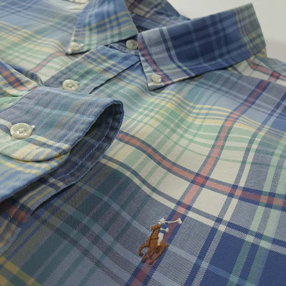 CK291 2XL 폴로 90s 파스텔 클래식 타탄체크 멀티포니 셔츠 남 상품이미지4