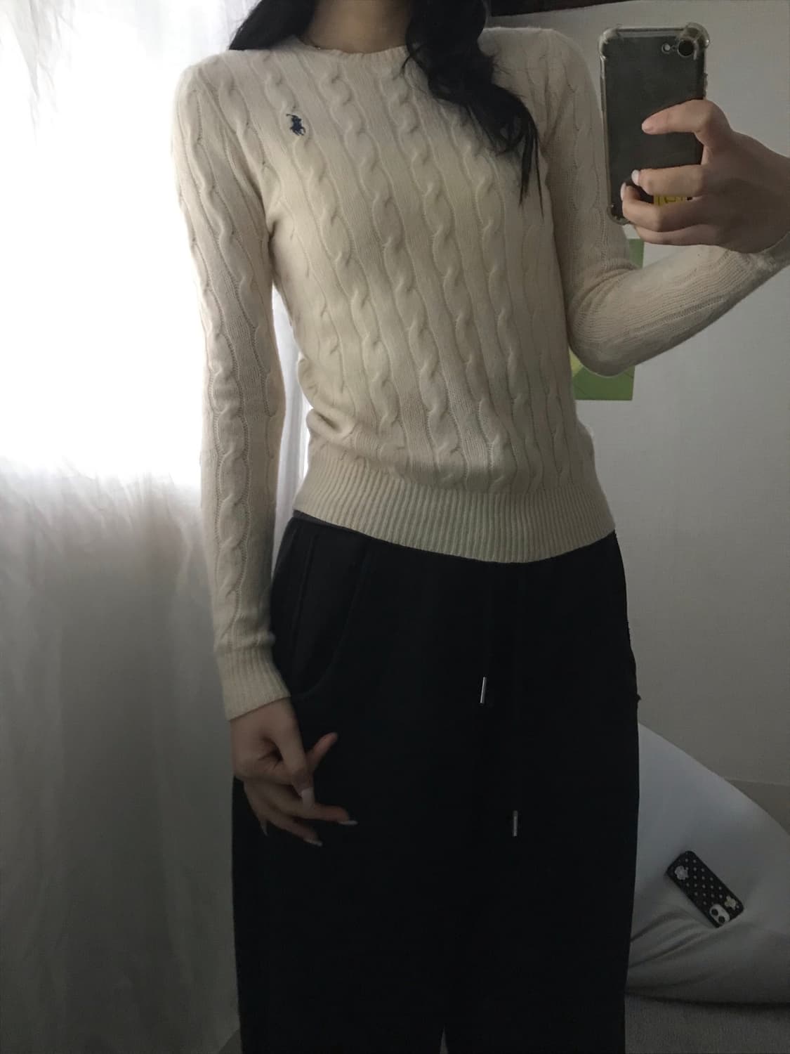 폴로 아이보리 케이블 니트 상품이미지1