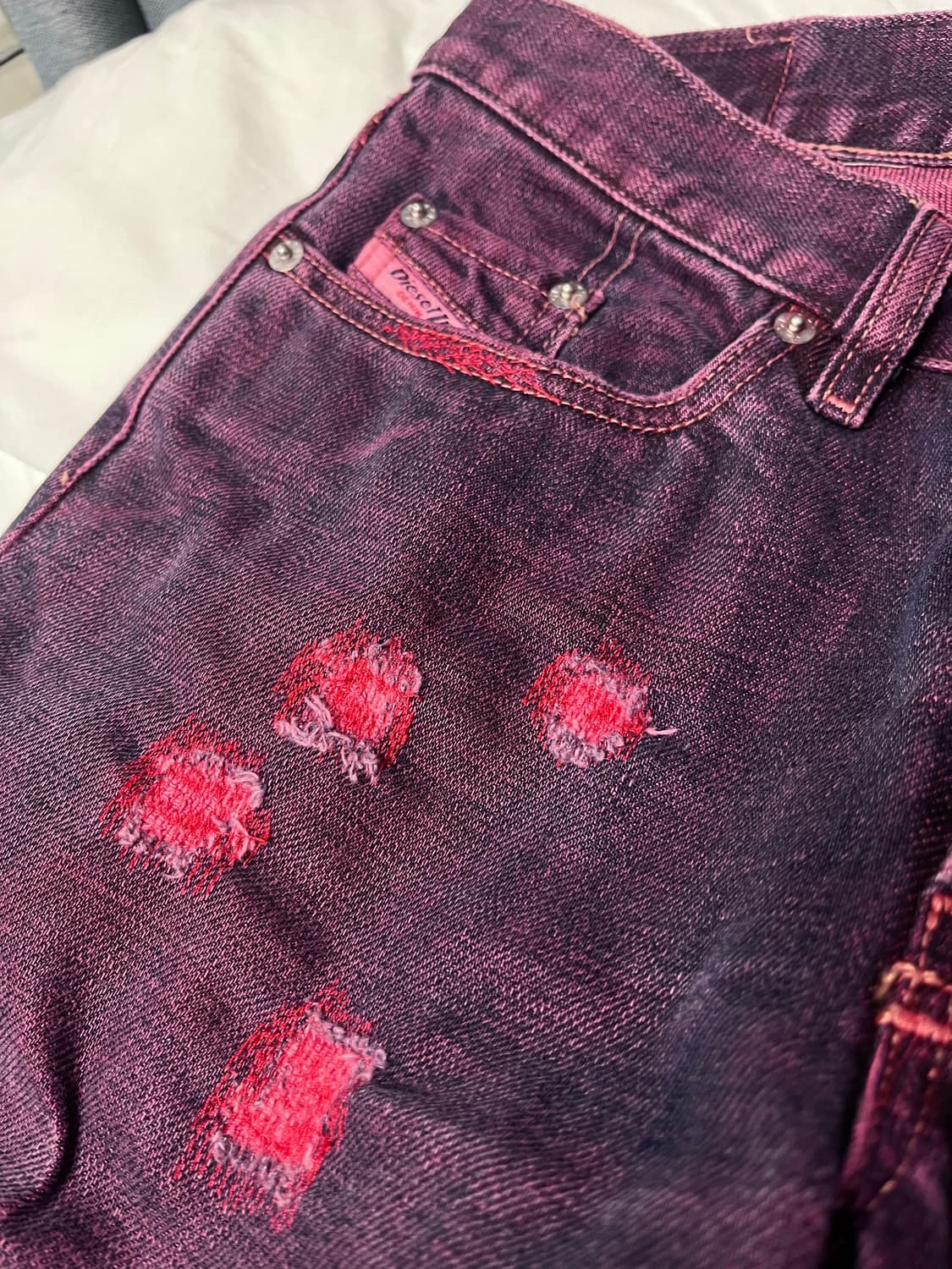 디젤 부츠컷 레드 자수 커스텀 진 상품이미지8