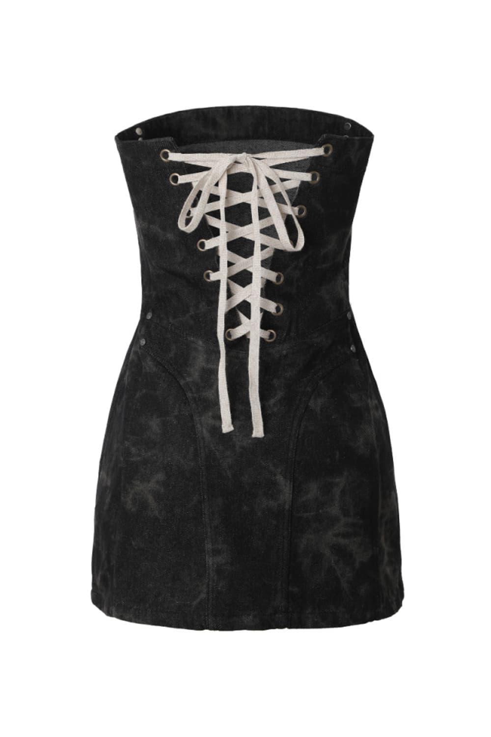 쓰리타임즈 Lucifer denim dress Stone black 상품이미지3