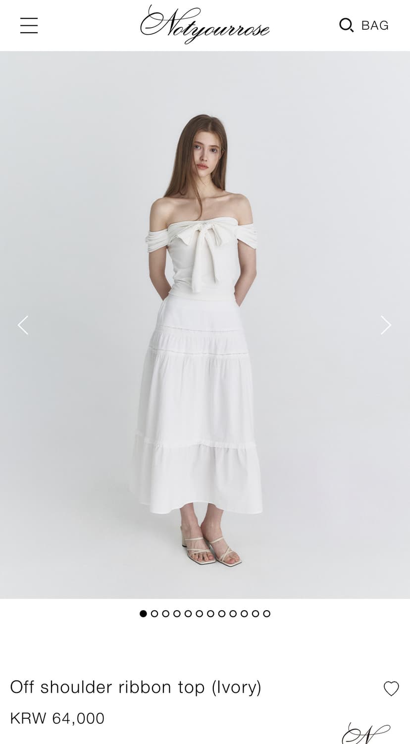 (새상품) 낫유어로즈 Notyourose 오프숄더 ribbon top 상품이미지5