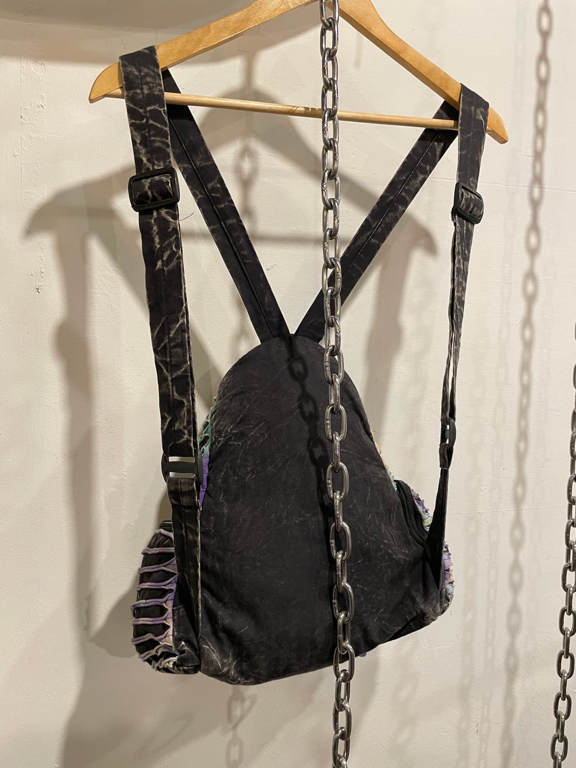 십자가 자수 퍼플 블랙 그런지 워싱 백팩 히피 오리엔탈 상품이미지4