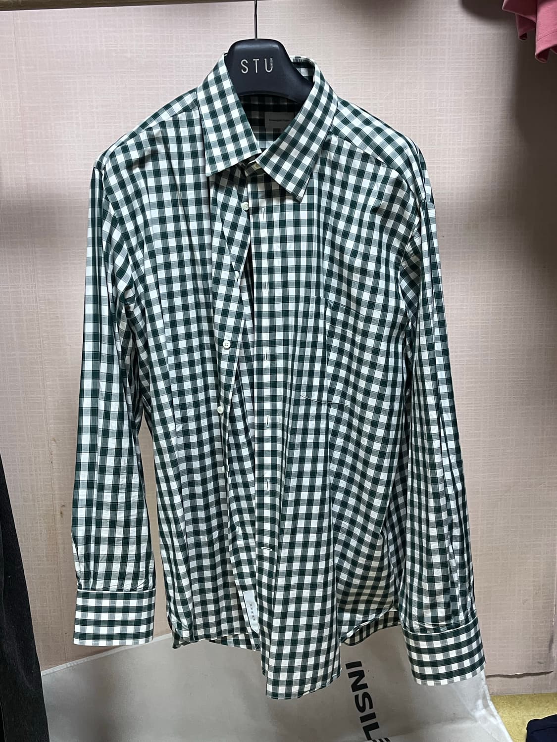 제냐 셔츠 그린체크 상품이미지1