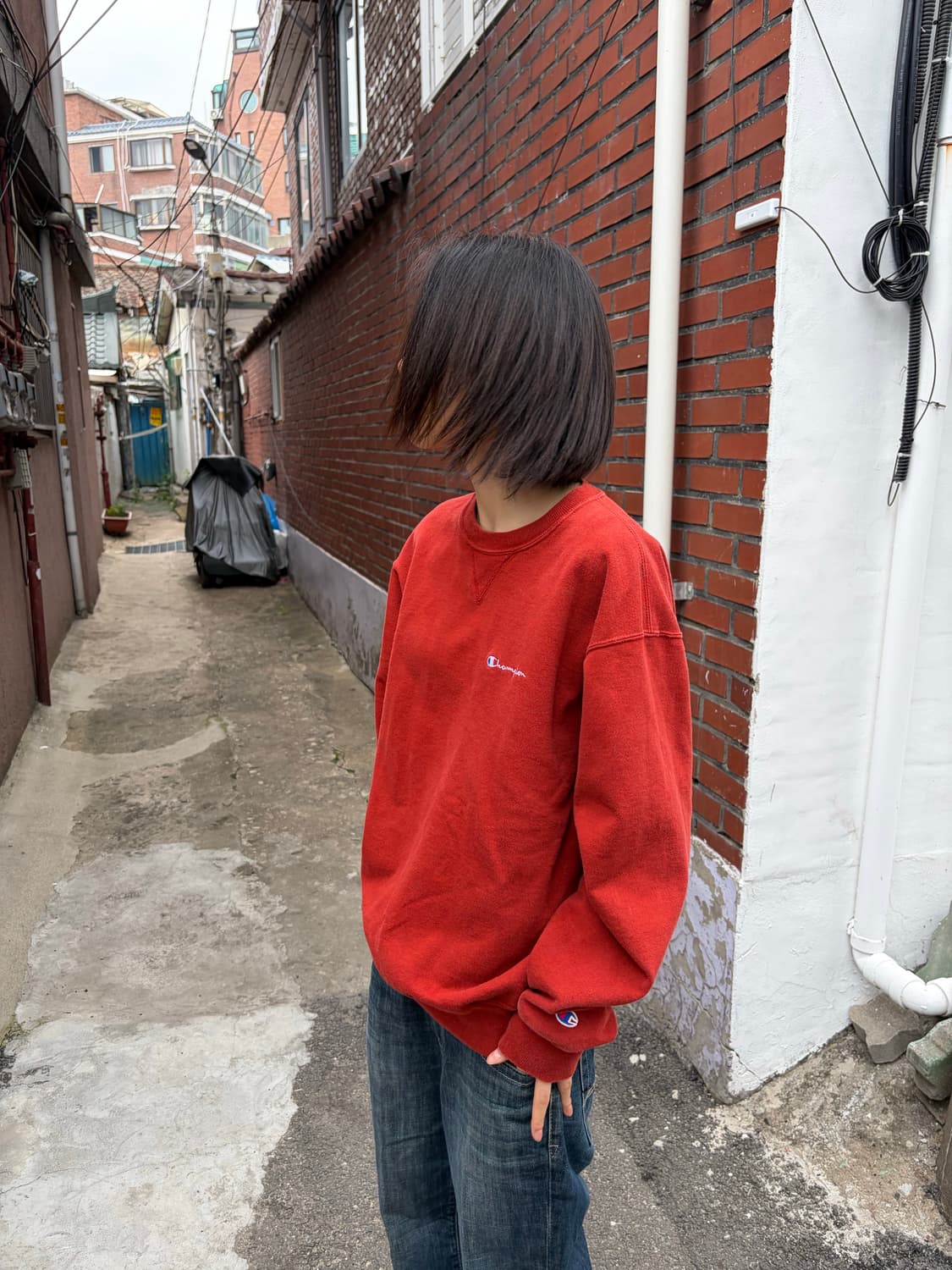 90s Champion 오렌지 스웨트셔츠 XL 상품이미지3