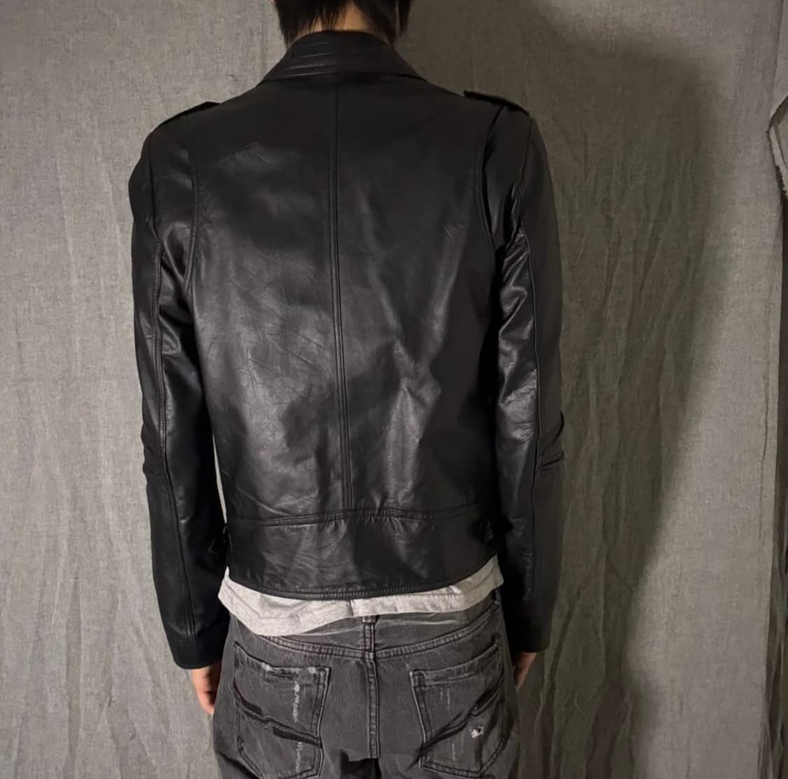 에디슬리먼 맛 램스킨 가죽자켓 블랙 상품이미지4