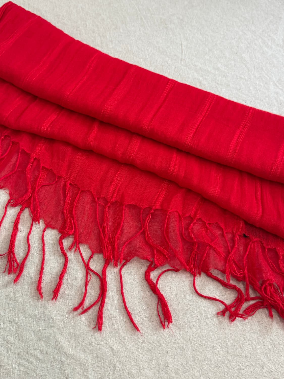 요지야마모토 레드 스트라이프 울린넨 롱 머플러 상품이미지5