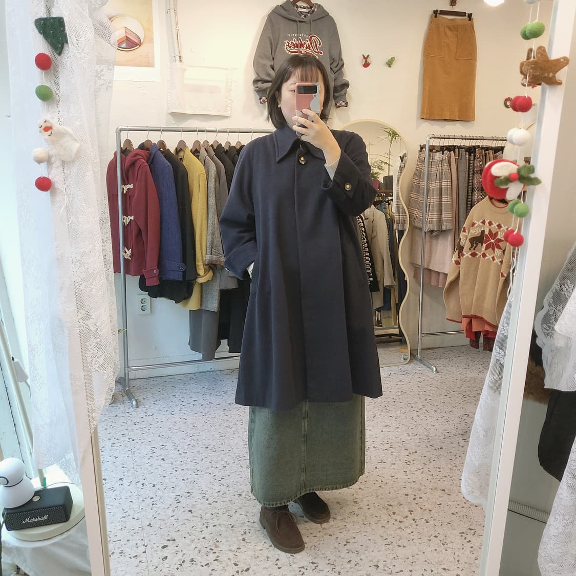 Orchidea 캐시미어100 네이비 코트 상품이미지8