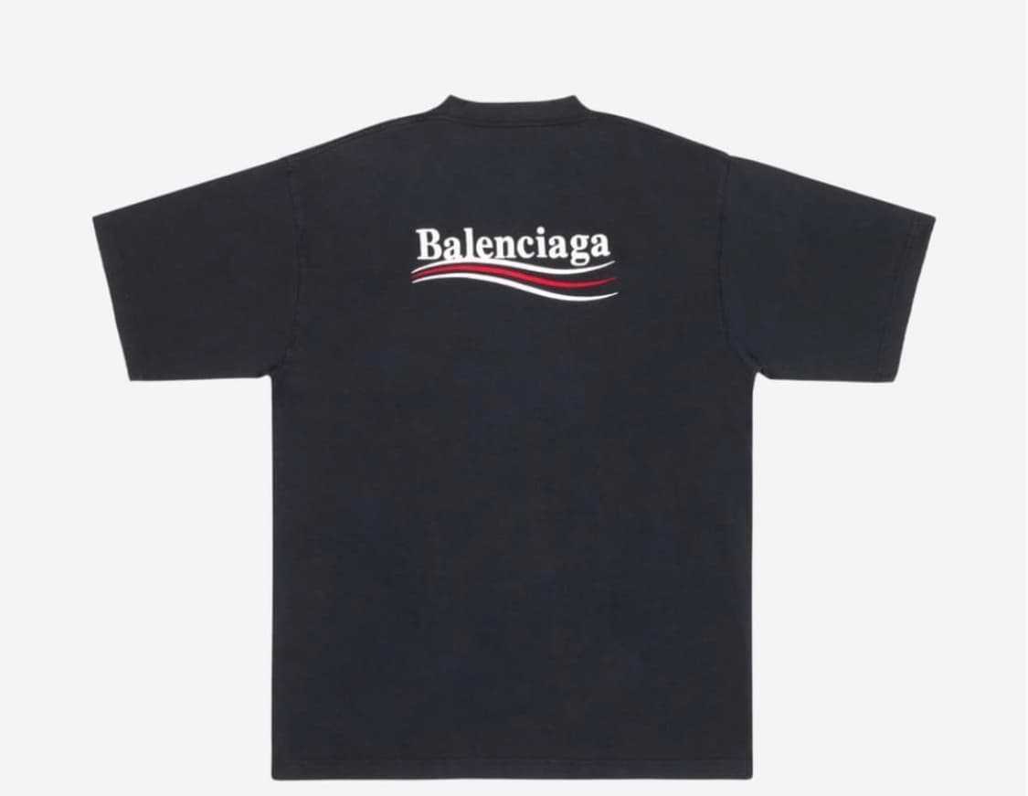 백화점판 새상품급 발렌시아가 웨이브로고 자수 폴 리티컬 반팔 xl 상품이미지9