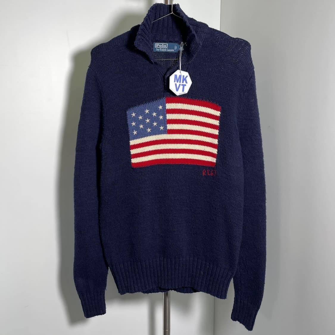폴로 성조기 하프 버튼 니트 상품이미지1