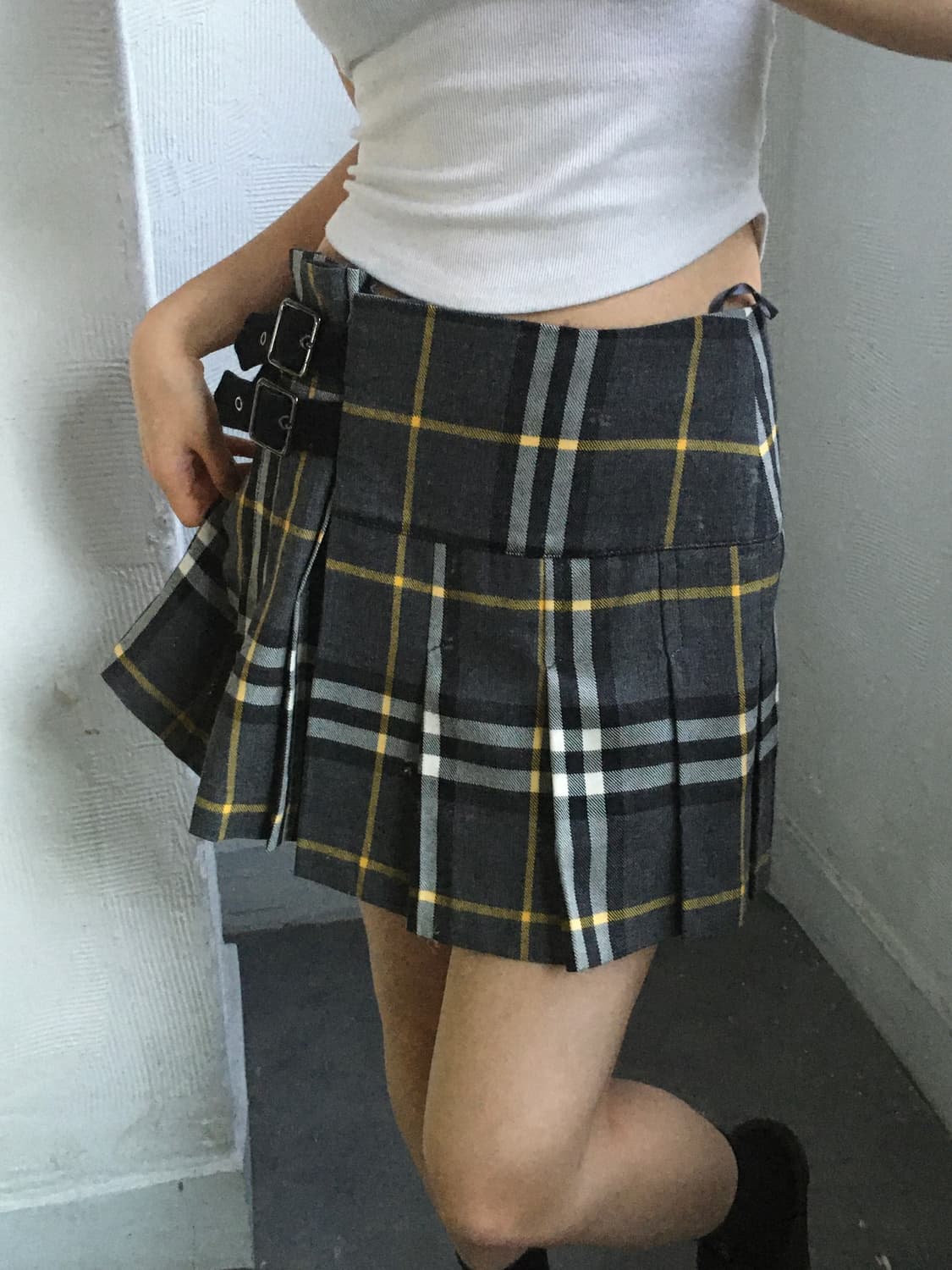 Burberry 버버리 블루라벨 차콜 체크 미니 스커트 상품이미지1