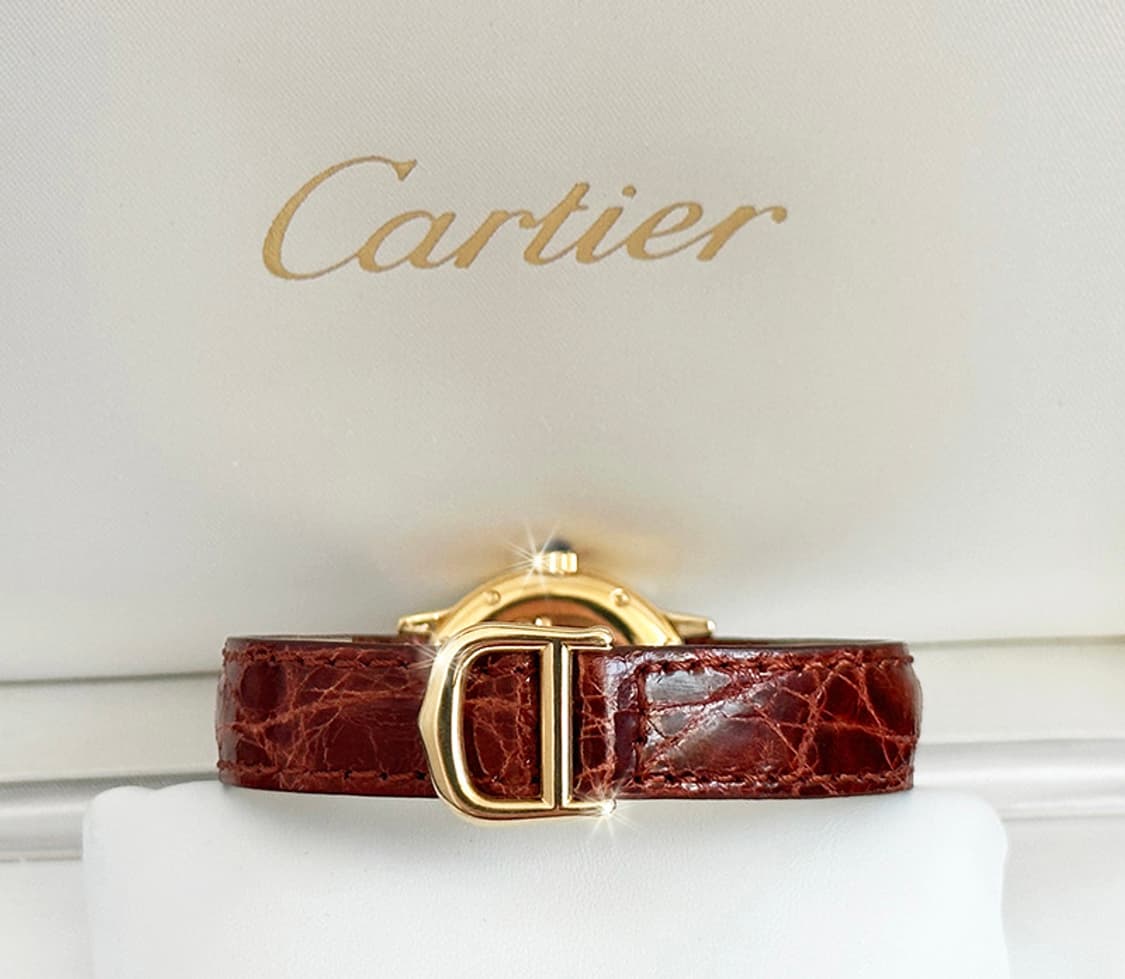 까르띠에 론드 아이보리 다이얼 빅 다이아 여성 악어가죽 시계 상품이미지7