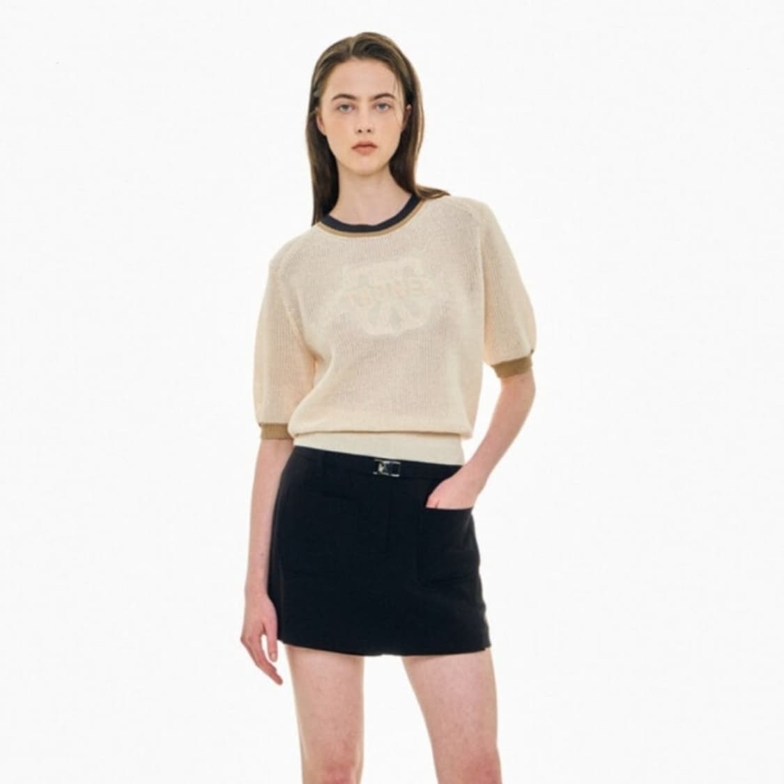 시스템 23 컬러라인 레터링 패치 니트 상품이미지2