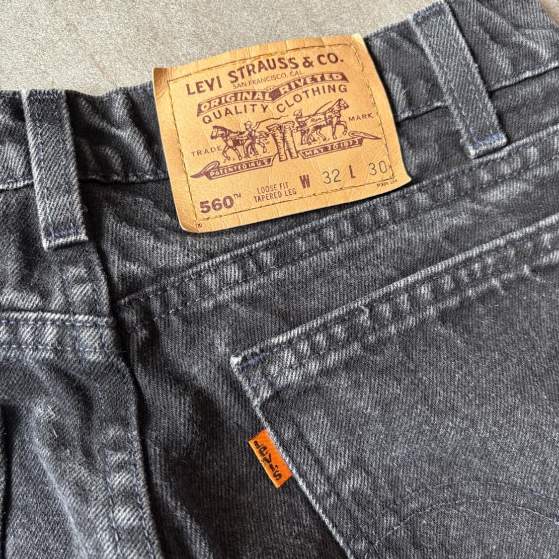 96년 미국 생산 리바이스 550 데님 오렌지탭 블랙 팬츠 상품이미지10
