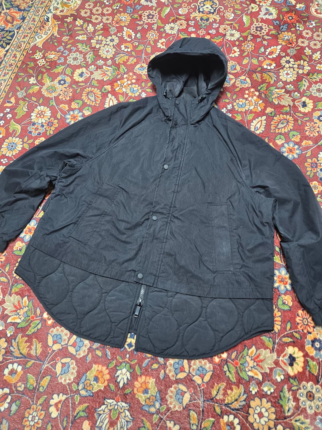 자라(ZARA) 후드 퀼팅 레이어드 자켓  오버핏(블랙 / L) 상품이미지2