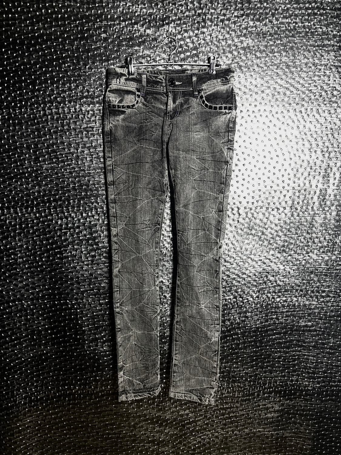 그레이 워싱 스터드 슬림진 상품이미지1