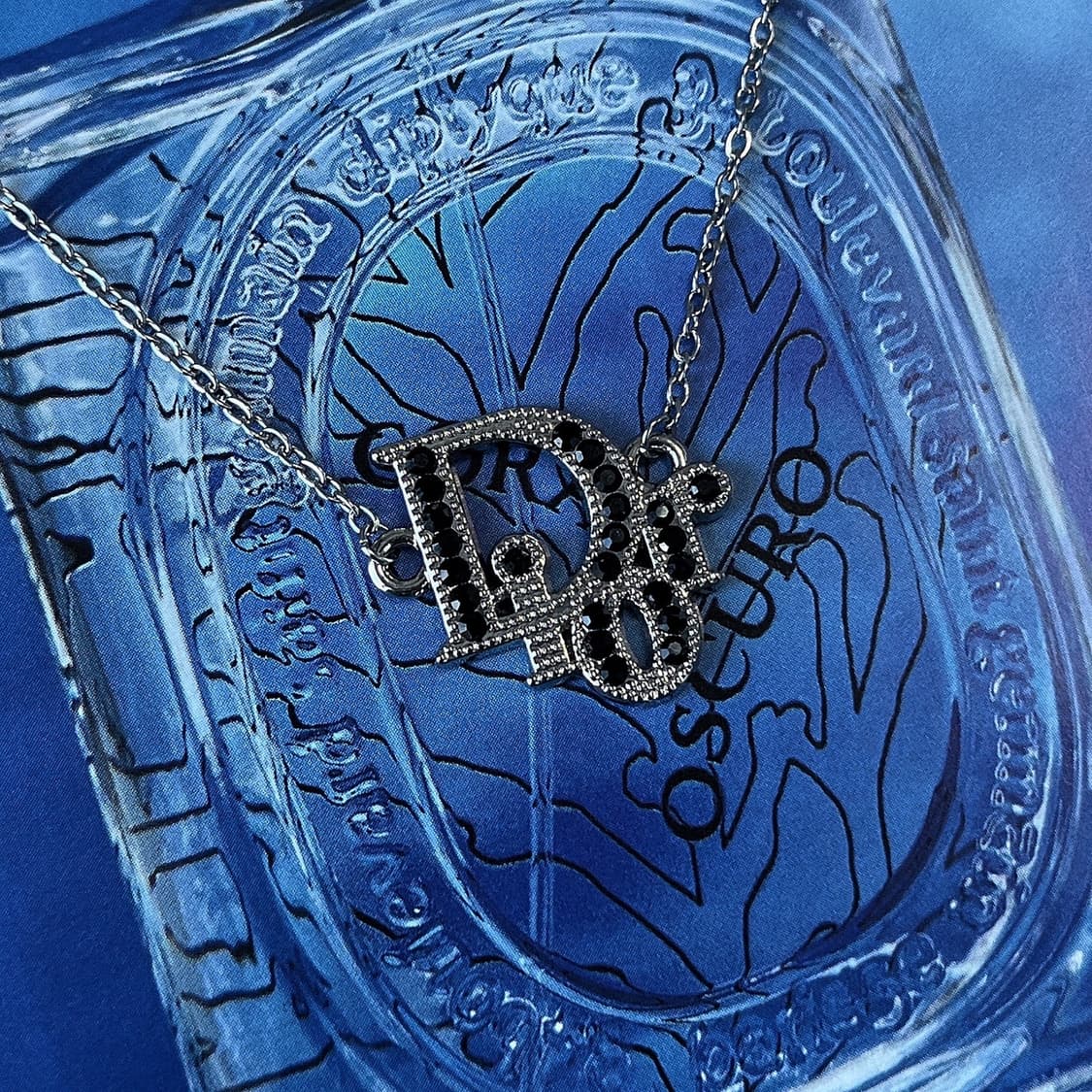 디올 Dior 로고 블랙스톤 업사이클링 실버 양고리 목걸이] 상품이미지2