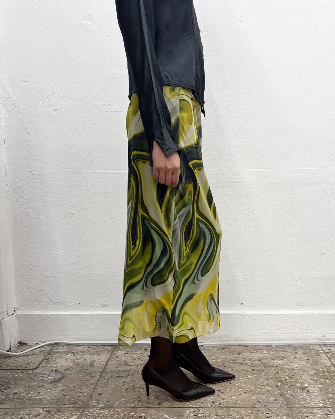 빈티지 마블 패턴 맥시 스커트 상품이미지3