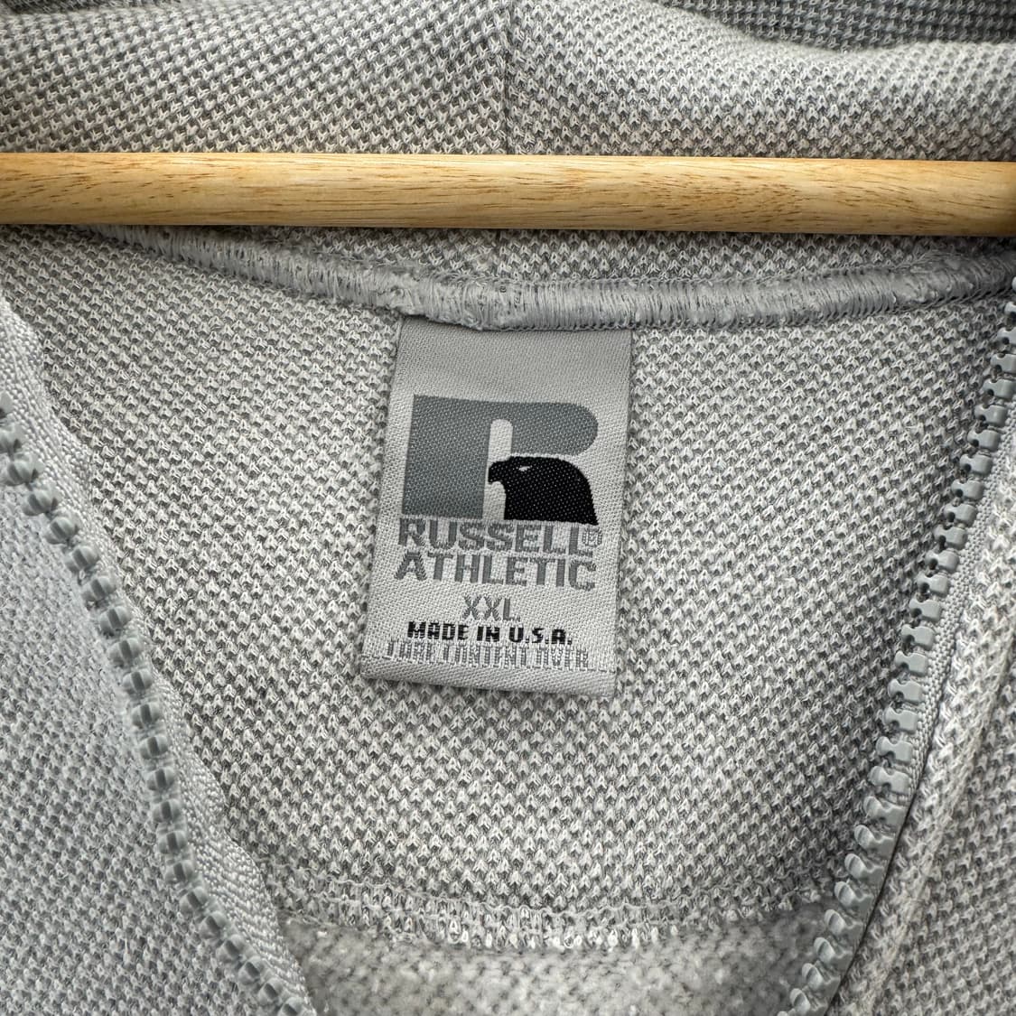 90s 러셀 빈티지 와플 반집업 스웻 후드티 made in USA (2X 상품이미지6