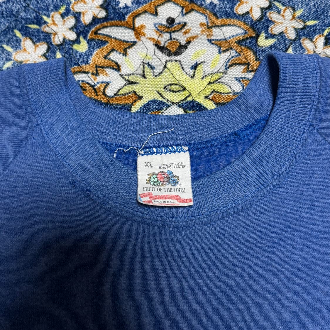 빈티지 90s USA 프룻오브더룸 블랭크 헤더블루 스웻셔츠 상품이미지3