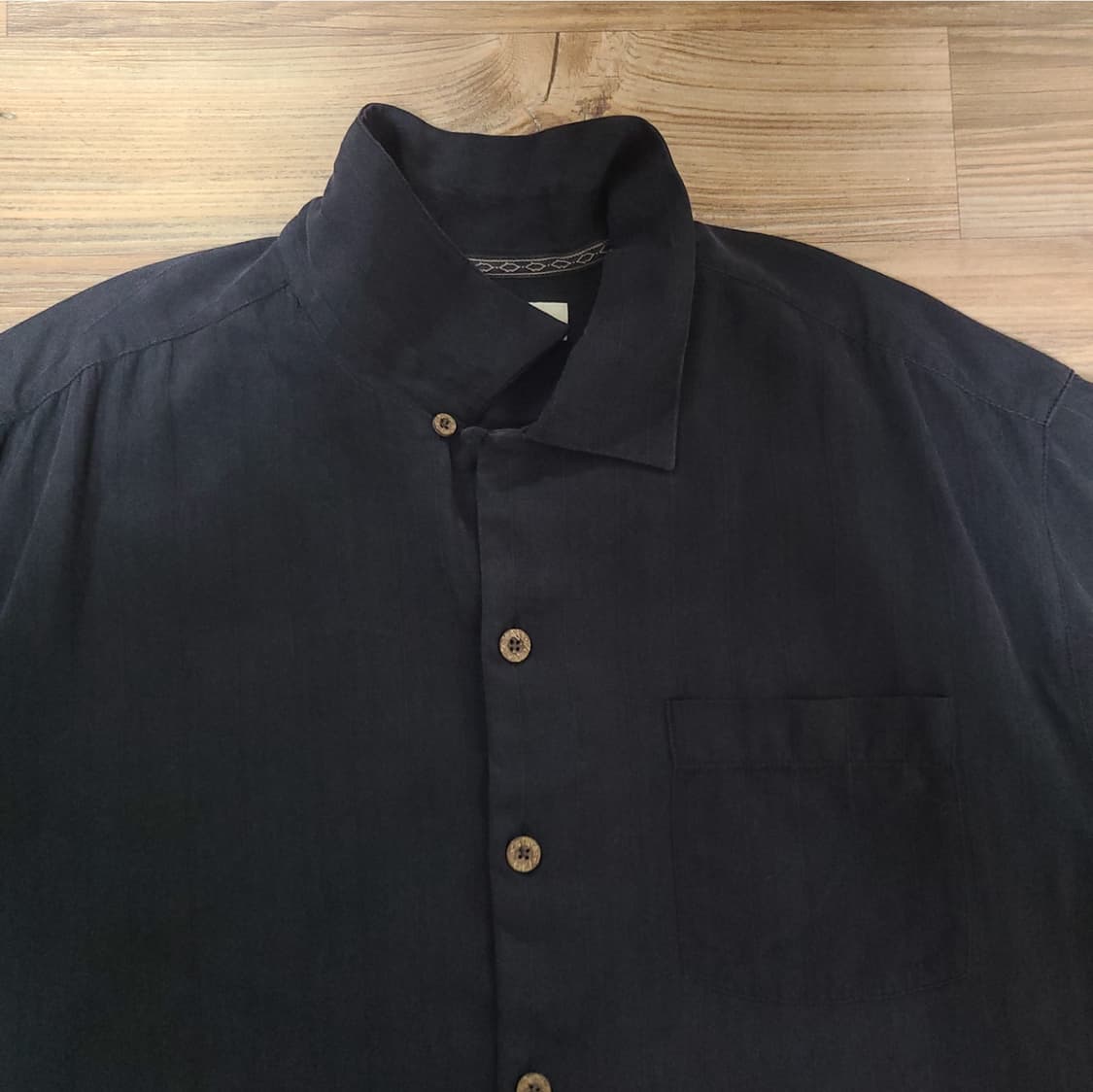 90s 93년 토미 바하마 빈티지 실크 오버핏 블랙 반팔 셔츠 상품이미지4