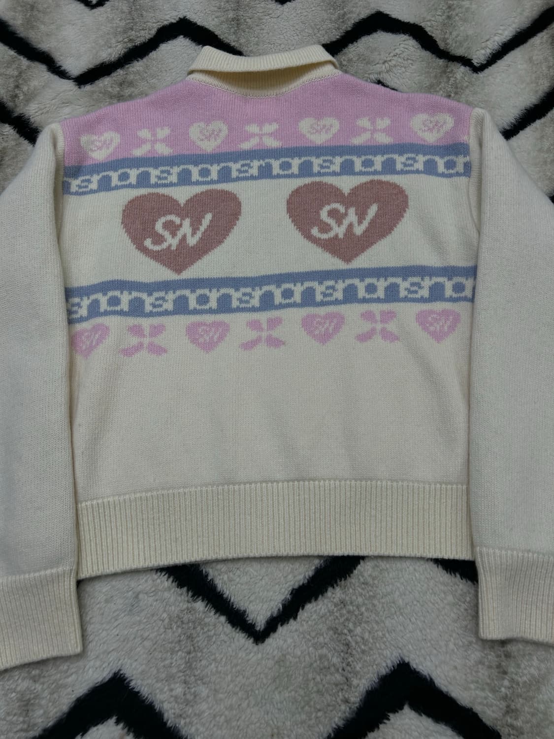 [Free]시눈 하트로고 니트집업/아이보리 상품이미지5