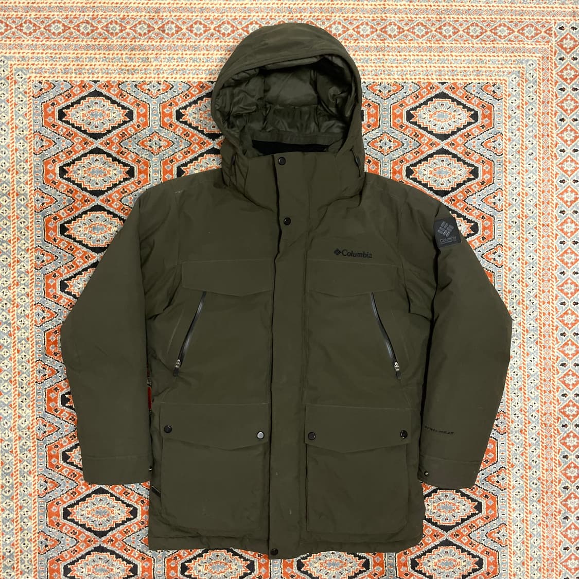 컬럼비아 카키 구스다운 포켓 패딩점퍼 남성M  상품이미지1