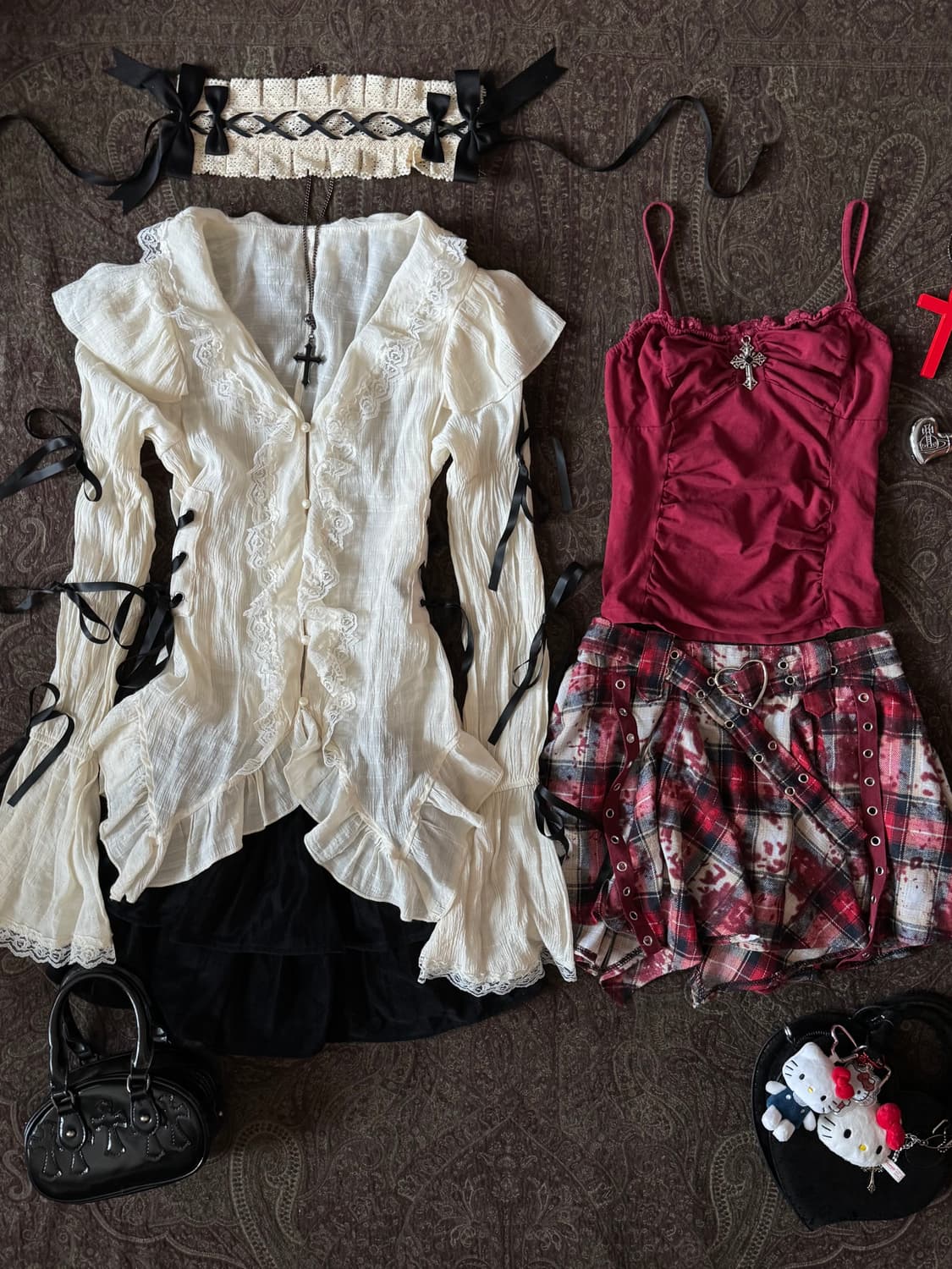 레드 십자가 캐미솔 상품이미지1