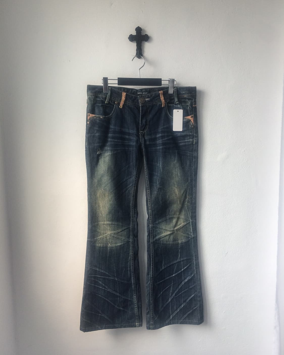 Back pocket button point washing denim p 상품이미지2