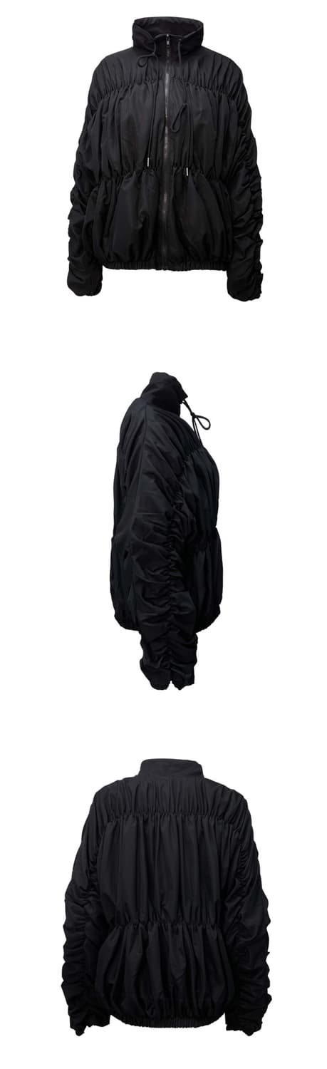 우화 미니멀 스트링 셔링 집업 자켓 점퍼 / 링클 벌룬 상품이미지7