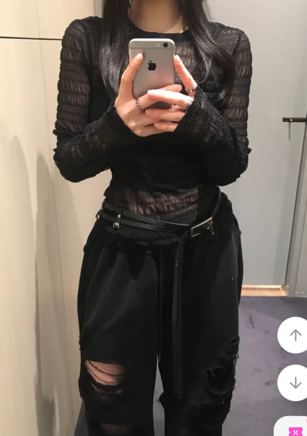 Selez 레이어드 시스루긴팔 슬리브 블랙 상품이미지2