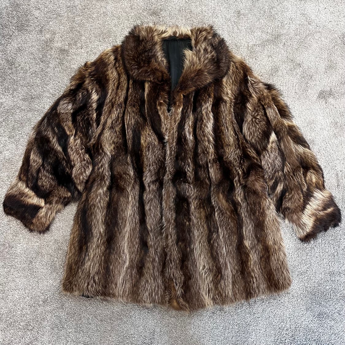 빈티지 브라운 믹스컬러 사가폭스 퍼자켓L 상품이미지2