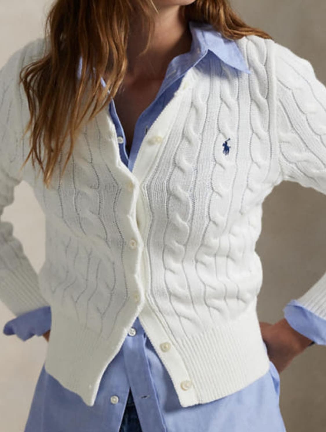 폴로 랄프로렌 케이블 니트 가디건 화이트 s사이즈 상품이미지2