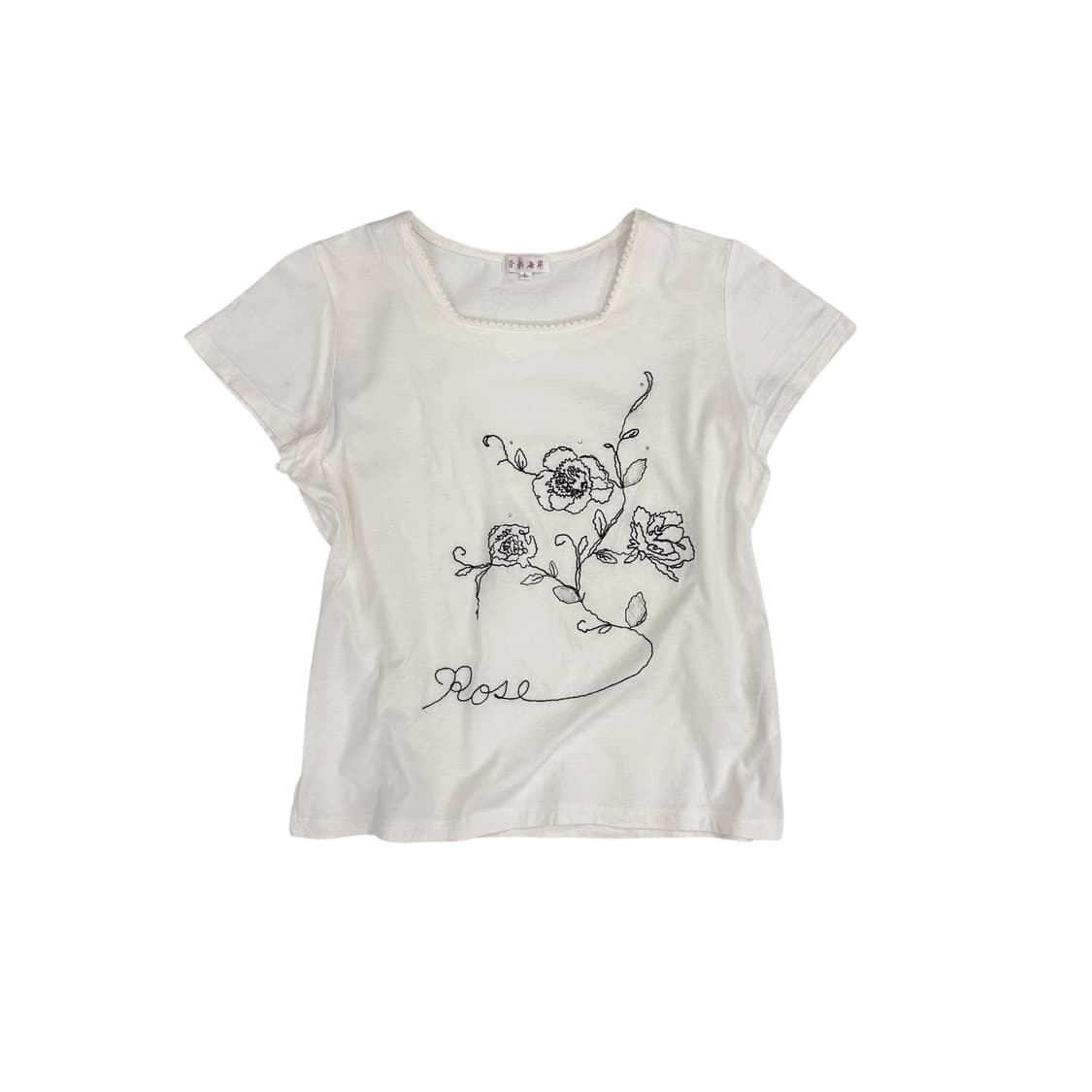 Flower Embroidery White T Shirt 상품이미지2