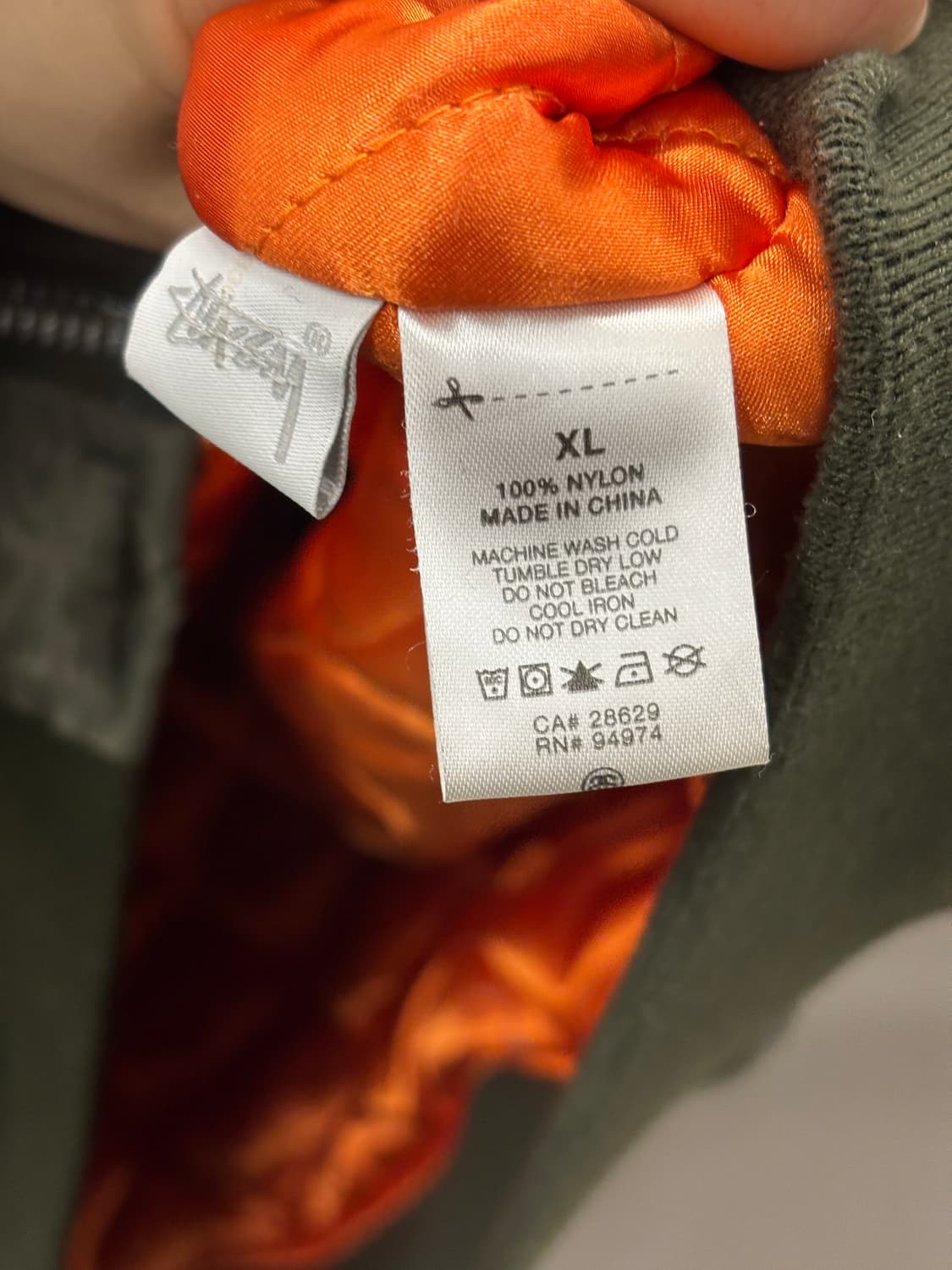 스투시 MA-1 봄버 자켓 XL 올리브 상품이미지5