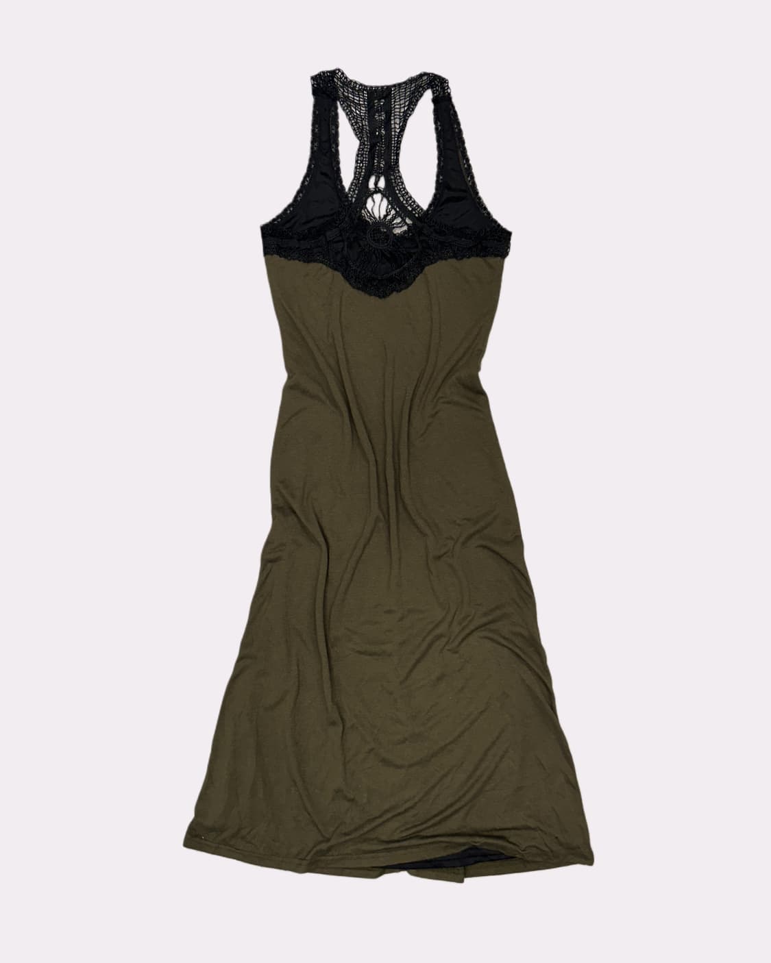 crochet detail khaki long dress 상품이미지4