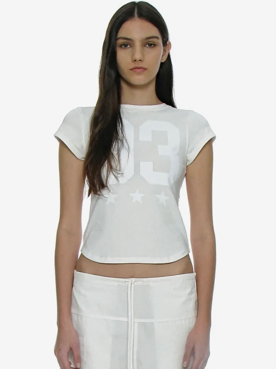 93 차오 프린티드 숏 슬리브 티_화이트 상품이미지1