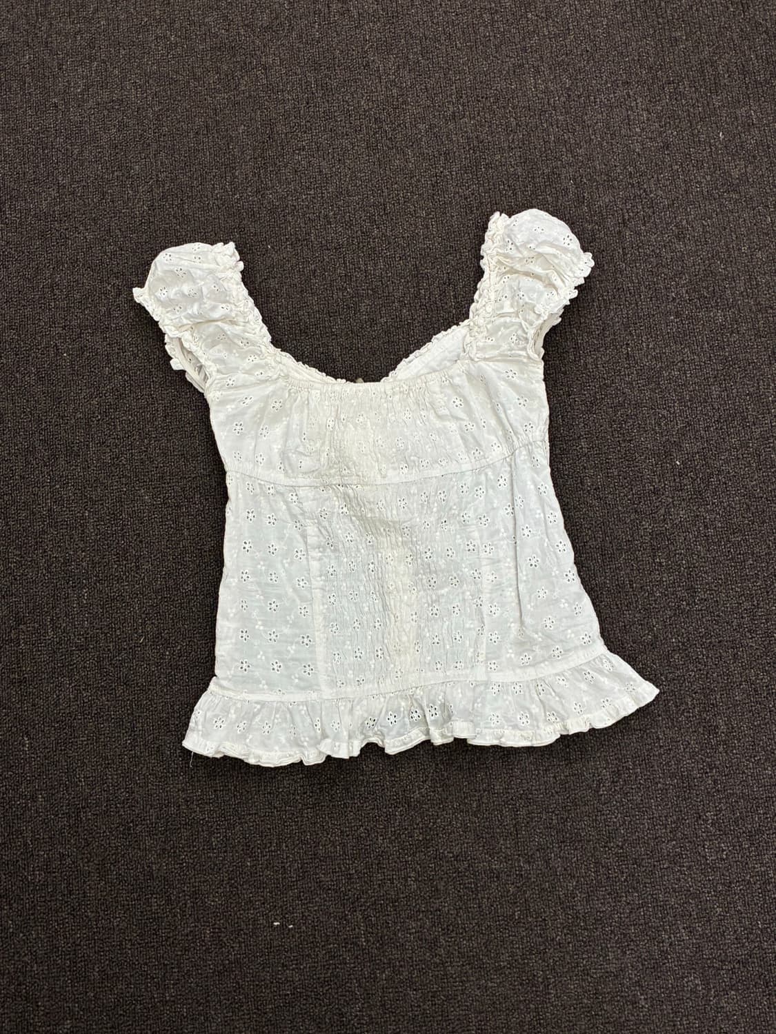 F)LIZ LISA 빈티지 여성 꽃 펀칭 레이스업 블라우스 상품이미지7