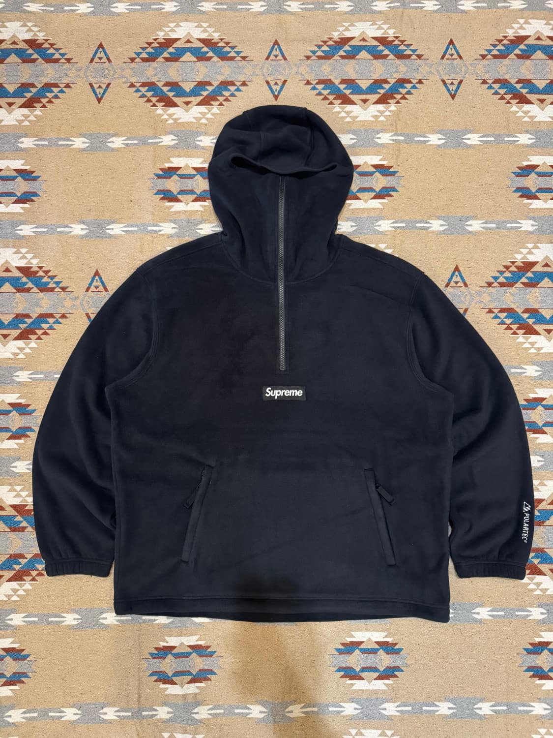 [L] 슈프림 폴라텍 페이스마스크 하프 집 후드 블랙 24FW 상품이미지3