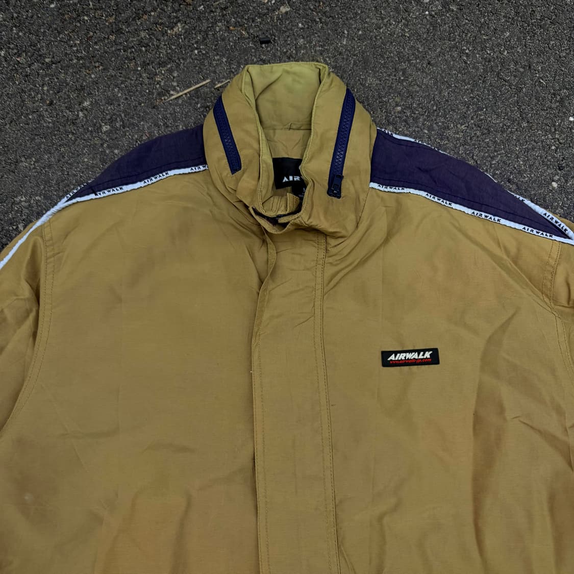 90s 에어워크 카메라 베이지 올드스쿨 바람막이 나일론 트랙자켓 M 상품이미지6
