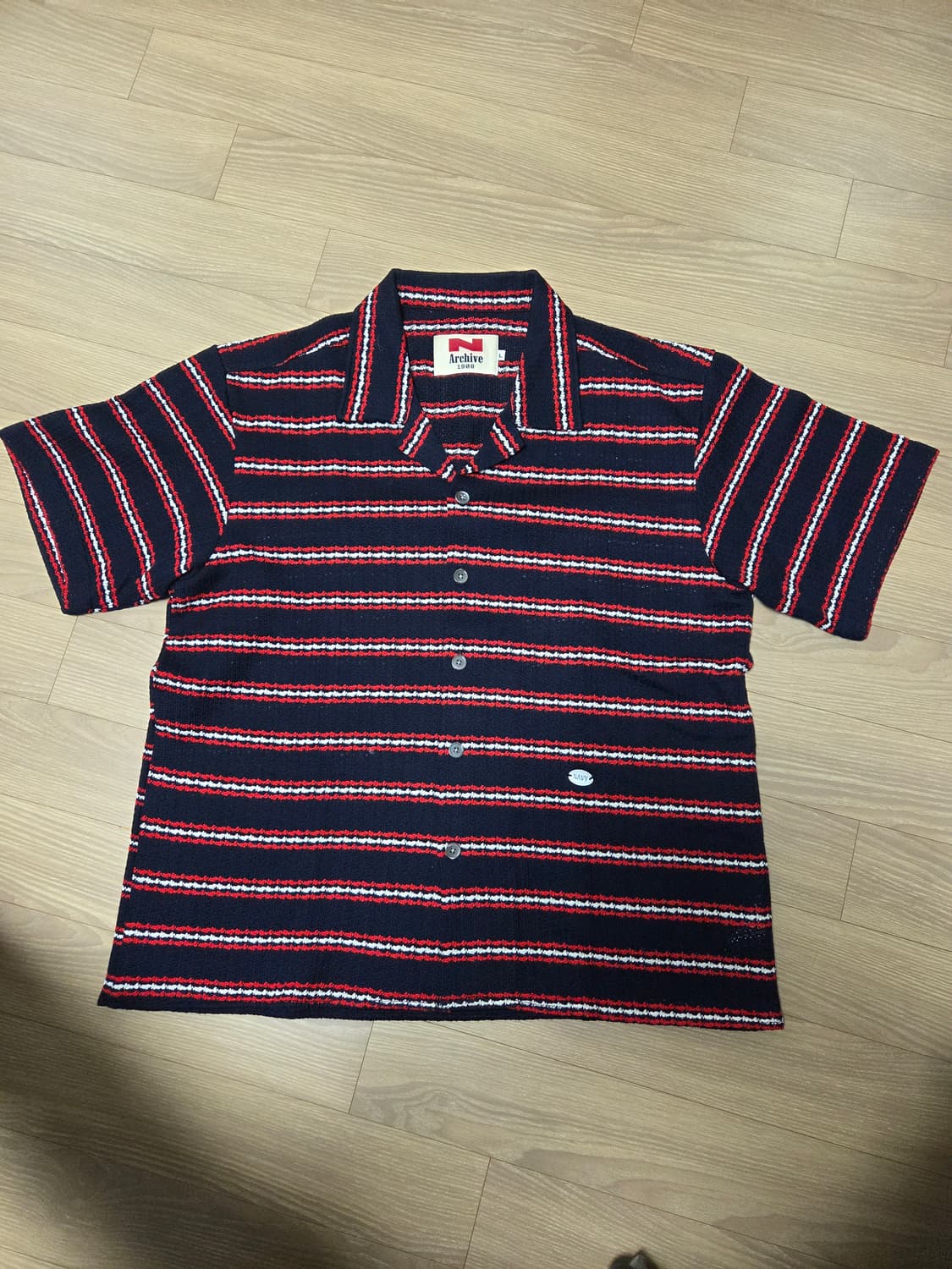 [COLLECTION LINE] 수퍼 파인 코튼 니트 반 팔 셔츠 네이비 상품이미지4