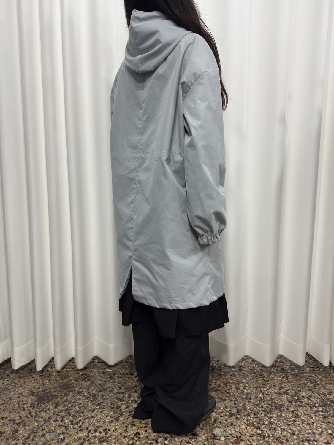 soft blue hood button coat 상품이미지5