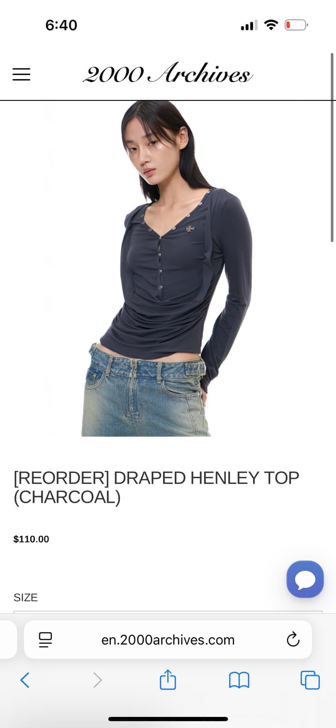 draped henley top (charcoal) 상품이미지1