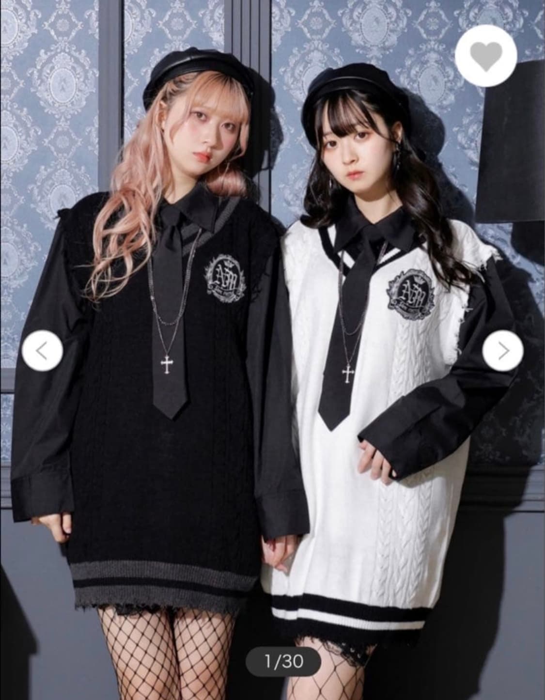 노에미 noemie 일브)오네갸루st 지뢰계 스쿨룩 체인 셔츠니트베스트 상품이미지2