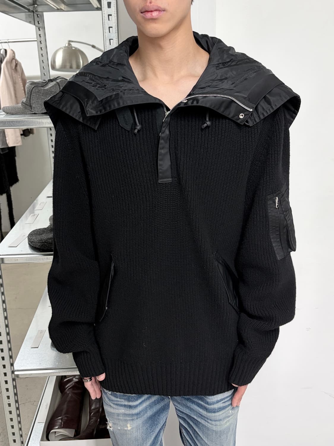 21fw 사카이 세퍼레이티드 후디 니트 상품이미지4