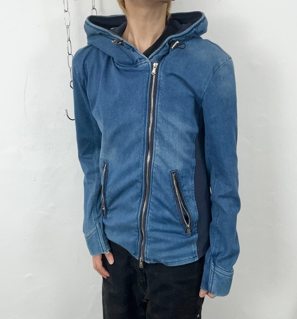 Custom Culture Asymmetric Zip Denim Hood 상품이미지1