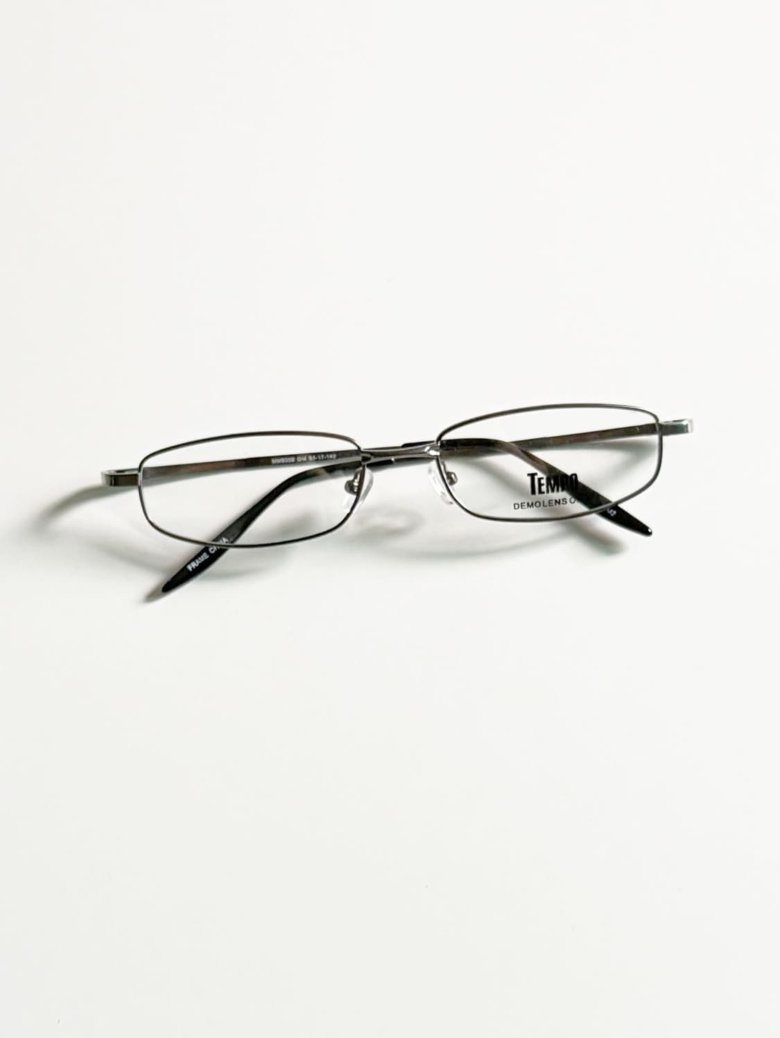TEMPO 슬림 스퀘어 다크실버 메탈 프레임 빈티지 안경 상품이미지1