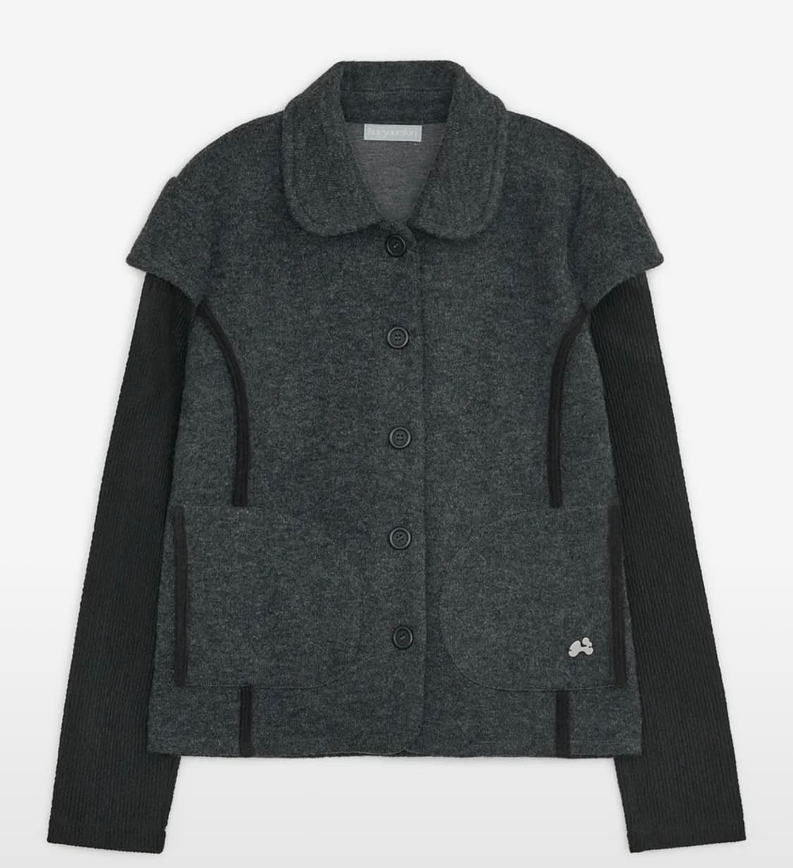 라운드 카라 니트 자켓 (차콜) 상품이미지1