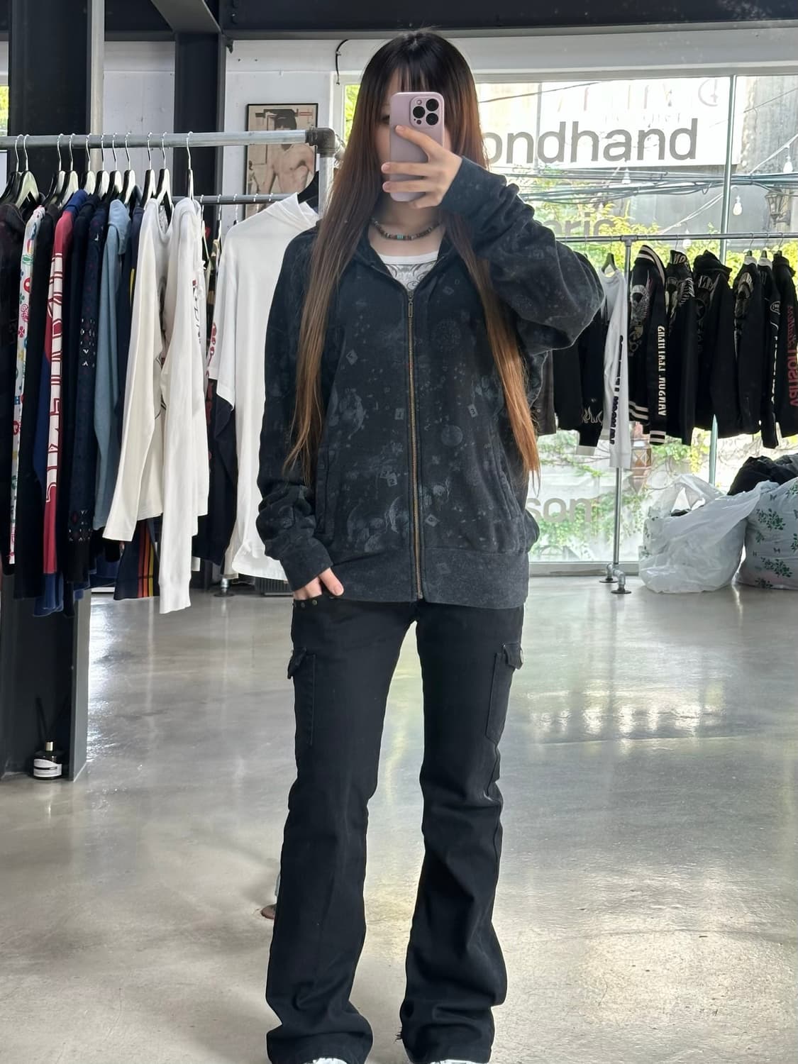 히스테릭글래머 스컬 풀프린팅 후드집업 상품이미지2