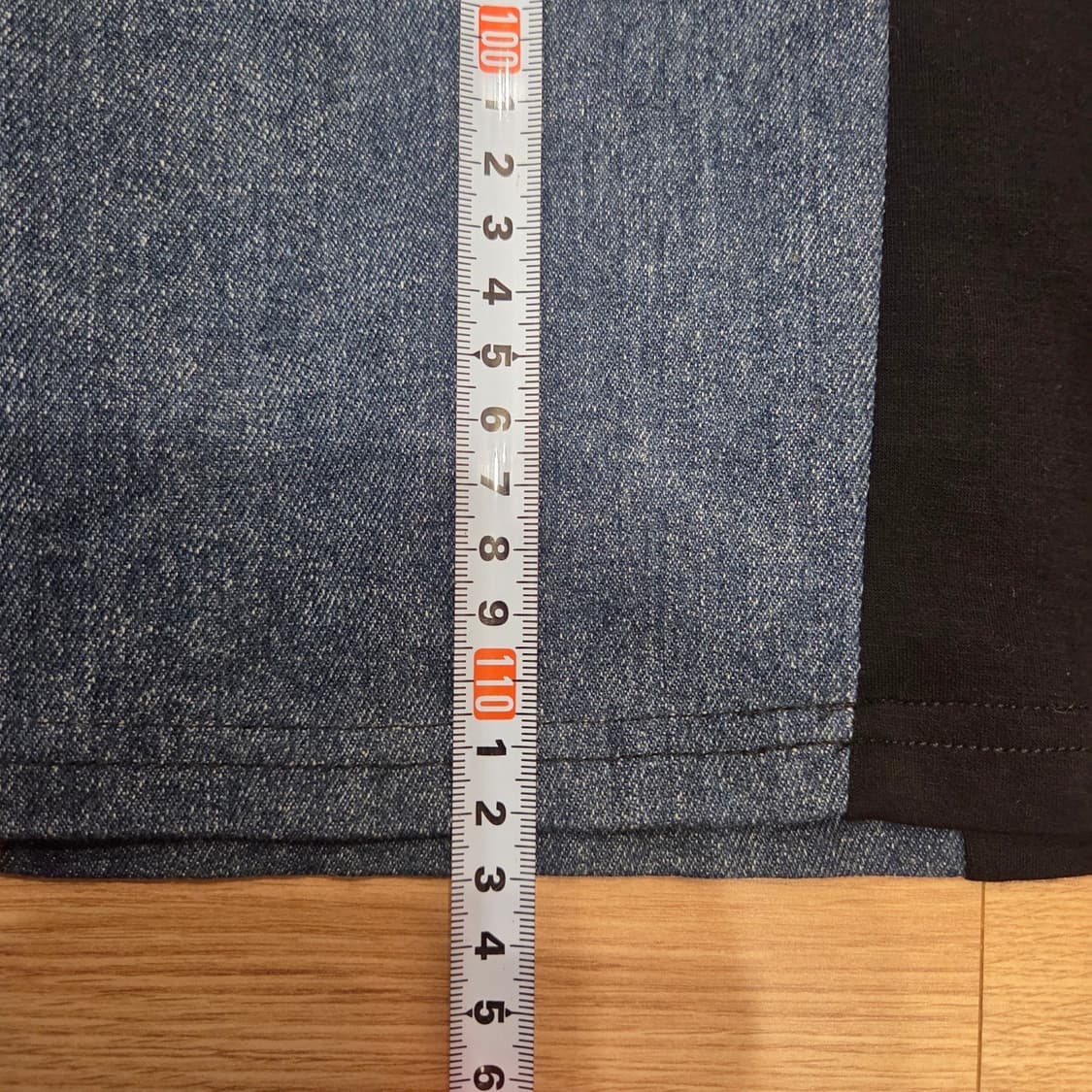 데님 블랙 배색 후드 롱 원피스 XL 상품이미지9