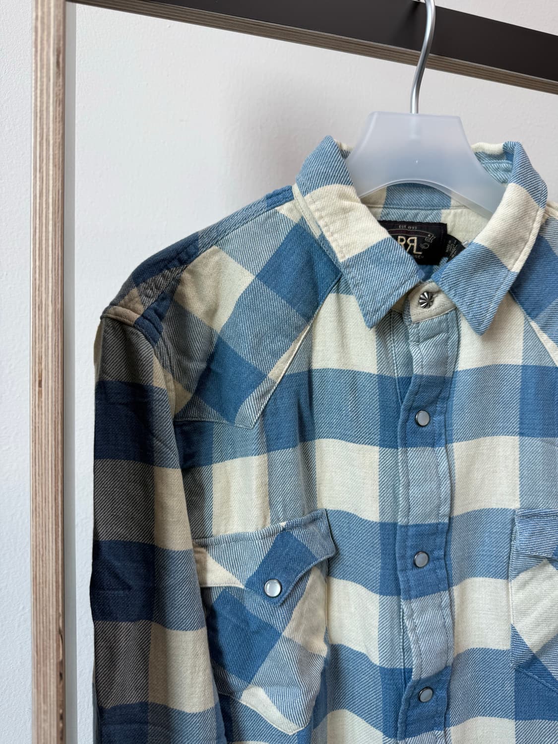 RRL 더블알엘 플래드 웨스턴 셔츠 인디고 크림 상품이미지3